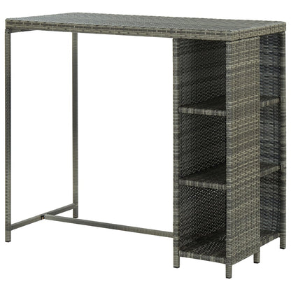 Mesa Bar Estante Almacenaje 120x60x110cm Ratán Sintético Gris_2