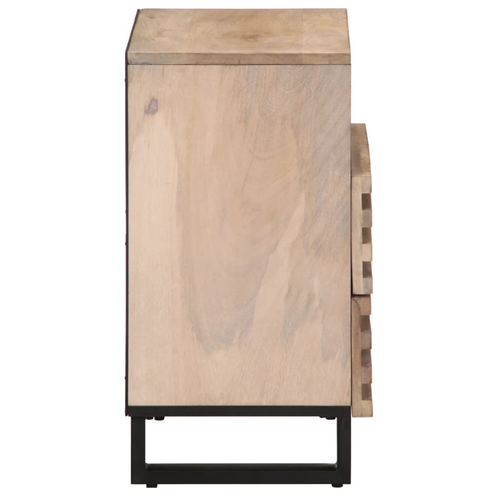 Mesita De Noche De Madera Maciza De Mango Rugosa 50x34x62 Cm_2