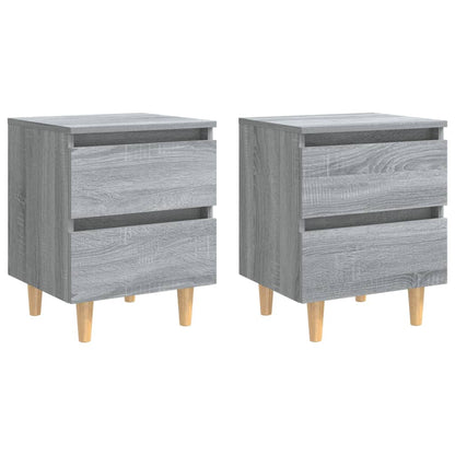 Mesitas De Noche 2 Uds Patas De Madera Gris Sonoma 40x35x50 Cm_0