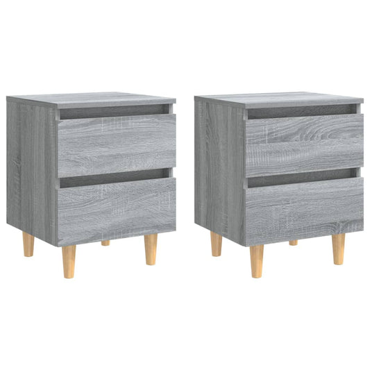Mesitas De Noche 2 Uds Patas De Madera Gris Sonoma 40x35x50 Cm_0
