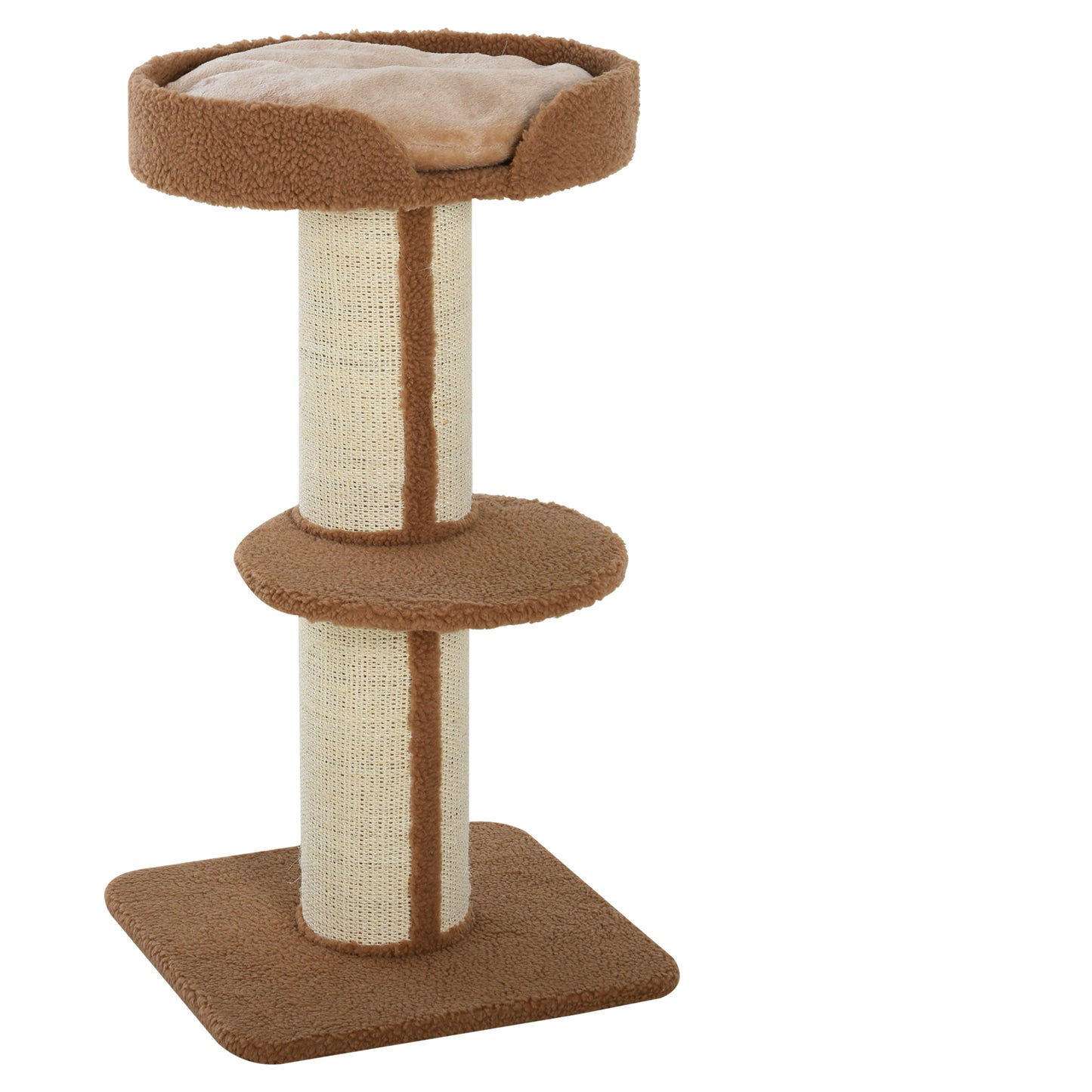 Pawhut Árbol Rascador Para Gatos Altura 91 Cm De 3 Niveles 45x45x91cm Marrón_0