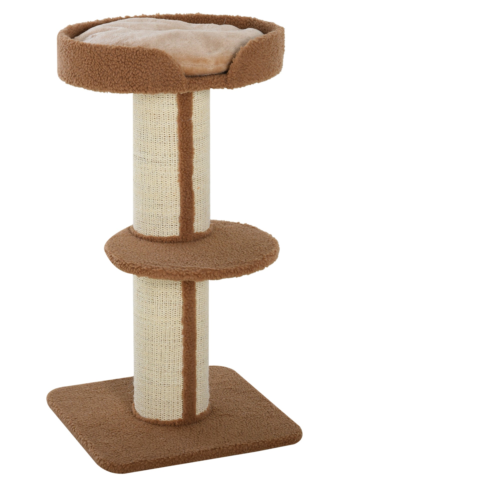 Pawhut Árbol Rascador Para Gatos Altura 91 Cm De 3 Niveles 45x45x91cm Marrón_0