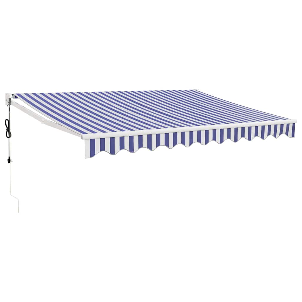 Toldo Retráctil Automático Azul Y Blanco 3,5x2,5 M_0