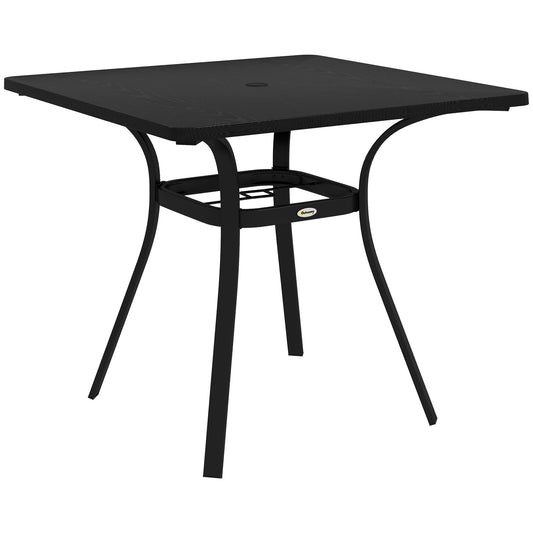 Outsunny Mesa De Jardín Con Estructura De Acero 80x80x72 Cm Negro_0