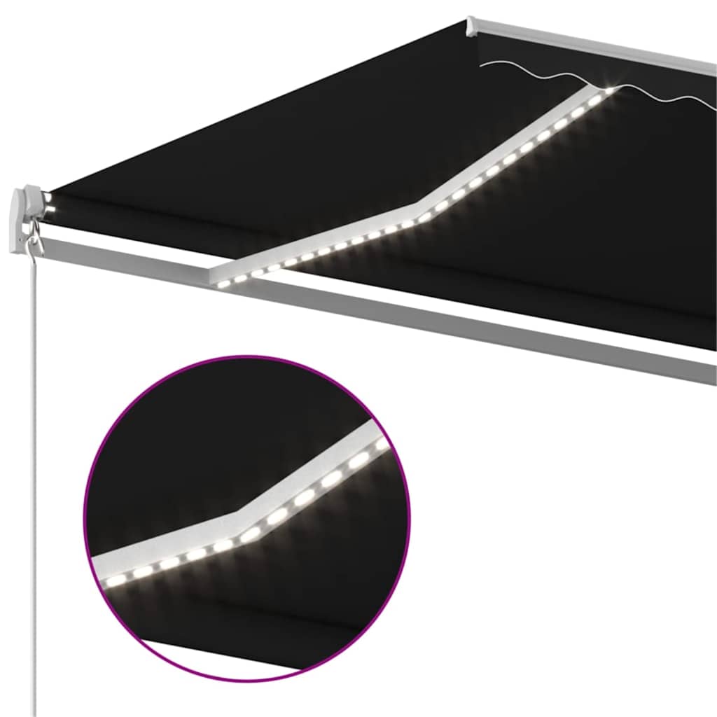 Toldo Retráctil Manual Con Led Gris Antracita 450x300 Cm_3