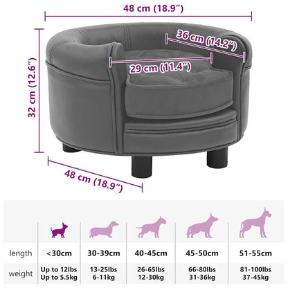 Vidaxl Sofá Para Perros Felpa Y Cuero Sintético Gris 48x48x32 Cm_2
