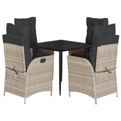 Set Comedor De Jardín 5 Pzas Cojines Ratán Sintético Gris Claro / Vetonek_2