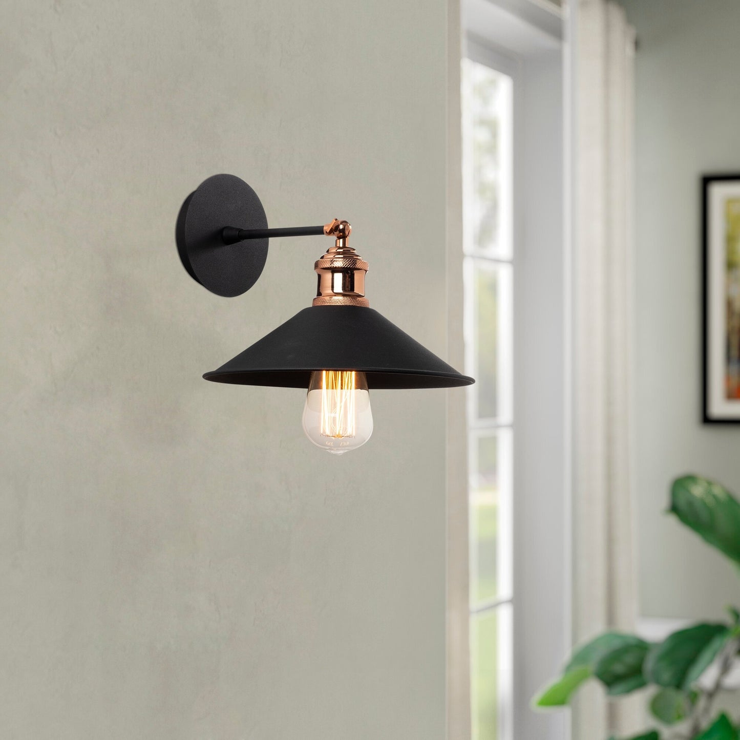 Aplique De Pared, Hierro , Negro, 24x24x20, Casquillo E 27 Max 40 W_4