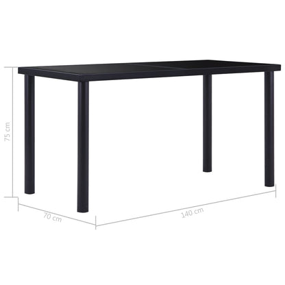 Mesa De Comedor De Vidrio Templado Negro 140x70x75 Cm_3
