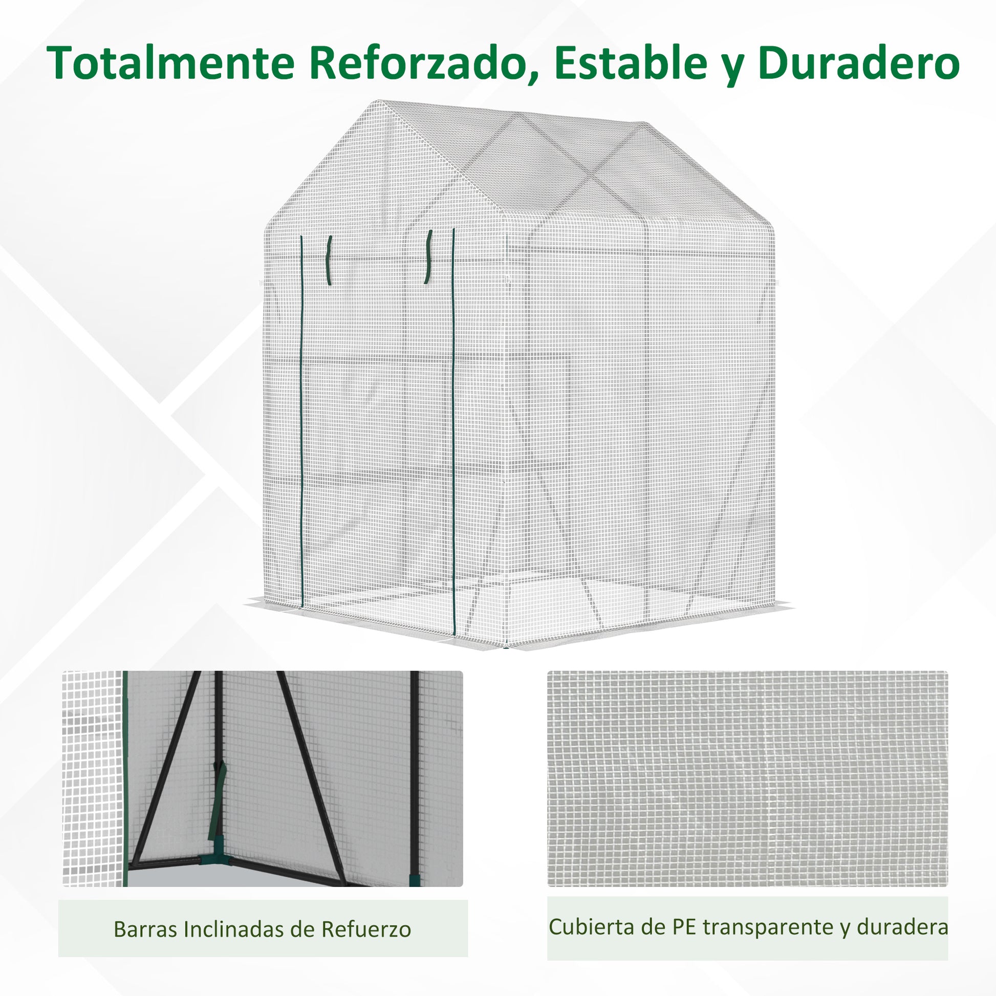 Outsunny Invernadero De Exterior Con 2 Estantes 143x143x195 Cm Blanco_5