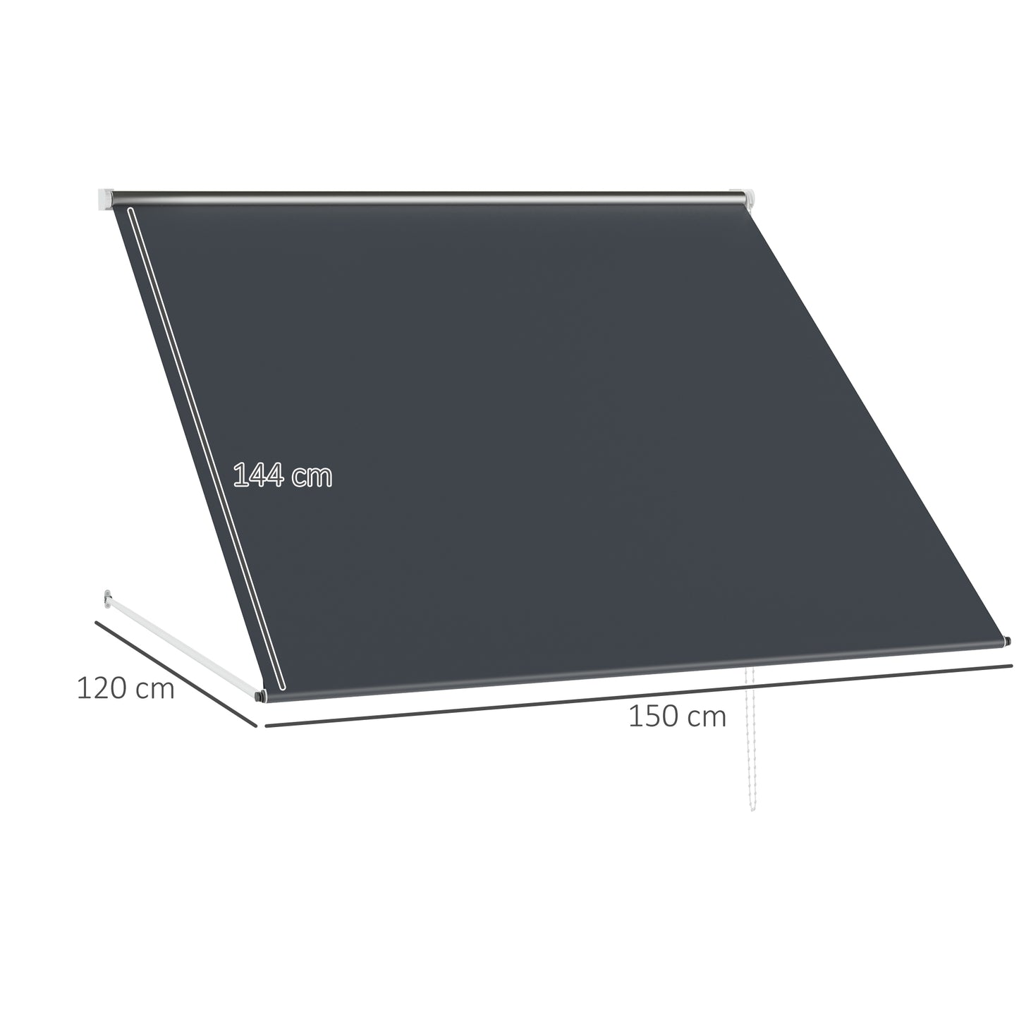 Outsunny Toldo Para Ventana Manual Con Marco De Aluminio 150x120 Cm Gris Oscuro_2