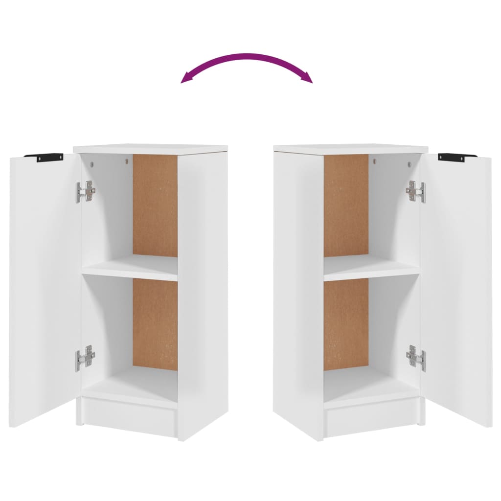 Aparadores 2 Uds Madera Contrachapada Blanco Brillo 30x30x70 Cm / Vetonek_4