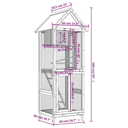 Vidaxl Casita Para Pájaros Madera Maciza Pino Gris 60x58,5x160 Cm_2
