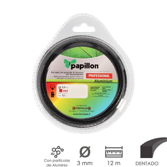 Hilo Nylon Desbrozadoras Cuadrado Dentado Profesional Ø 3,0 Mm. Rollo 12 Metros. Hilo Nylon Corte Desbrozadores Hierba,_0
