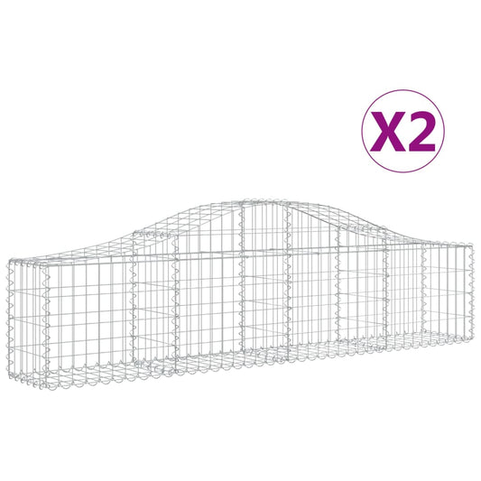 Cestas De Gaviones 2 Uds Forma De Arco Hierro 200x30x40/60 Cm_0