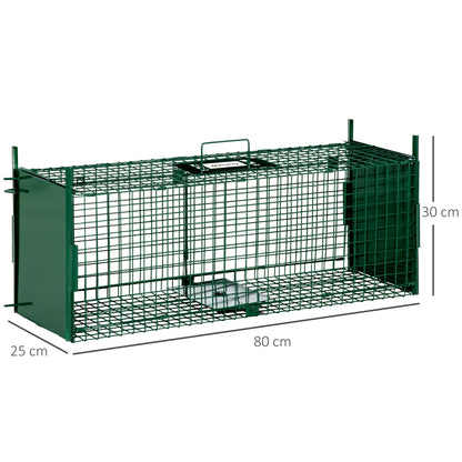 Outsunny Trampa Para Animales Vivos Con 2 Puertas Asa Para Ratones 80x25x30 Cm_2