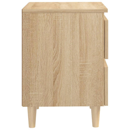 Mesitas De Noche 2 Uds Patas De Madera Roble Sonoma 40x35x50 Cm_3
