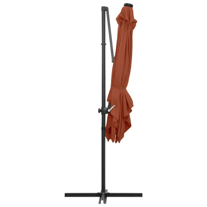 Vidaxl Sombrilla De Jardín Voladiza Con Luces Led Terracota 250x250 Cm_4