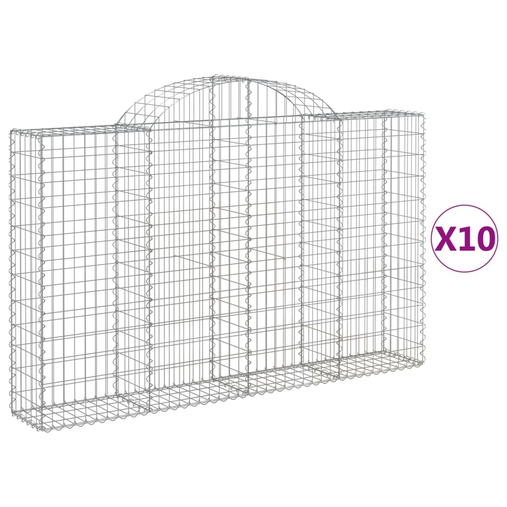 Cestas Gaviones 10 Uds Forma De Arco Hierro 200x30x120/140 Cm_0
