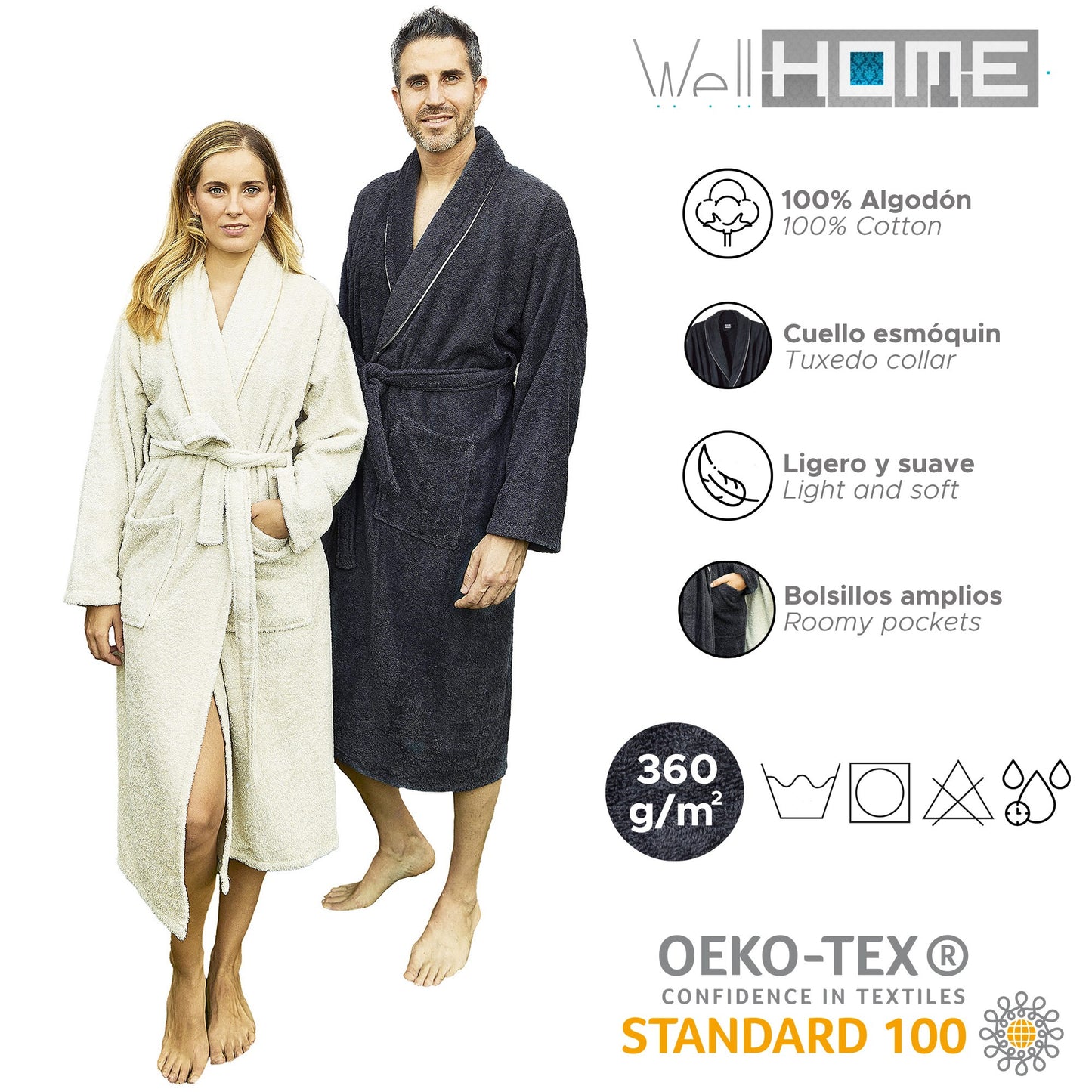 Albornoz S/m 360 Gr/m2 100% Algodón Beige_2