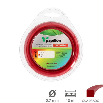Hilo Nylon Desbrozadoras Cuadrado Profesional Ø 2,7 Mm. Rollo 10 Metros. Hilo Nylon Corte Desbrozadores Hierba, Jardin, Maleza_0