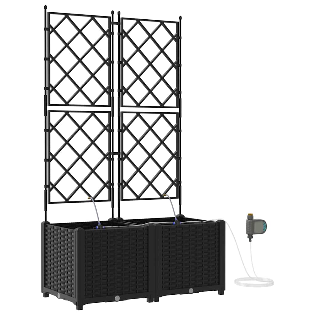 Macetero De Jardín 2 Uds. Negro 80 X 40 X 142 Cm Pp_0