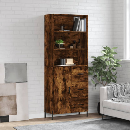 Aparador Alto Madera Contrachapada Roble Ahumado 69,5x34x180 Cm_0