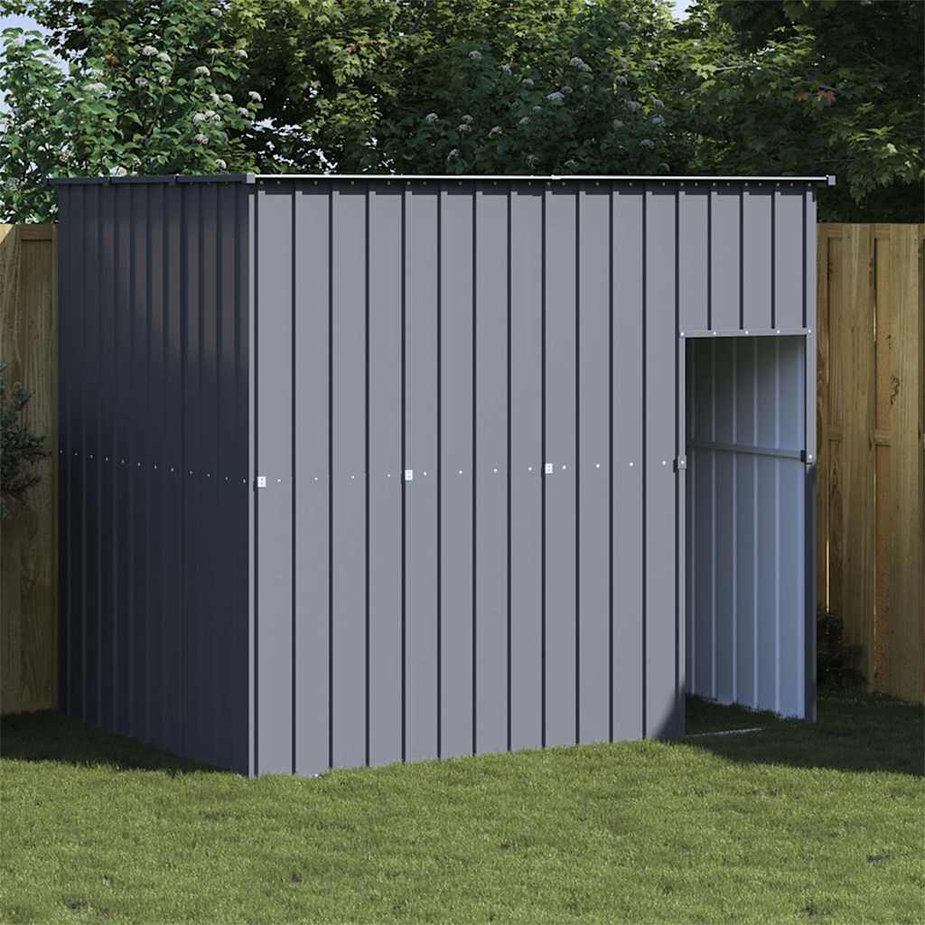 Caseta Perros Con Tejado Acero Galvanizado Gris 214x153x181 Cm_1