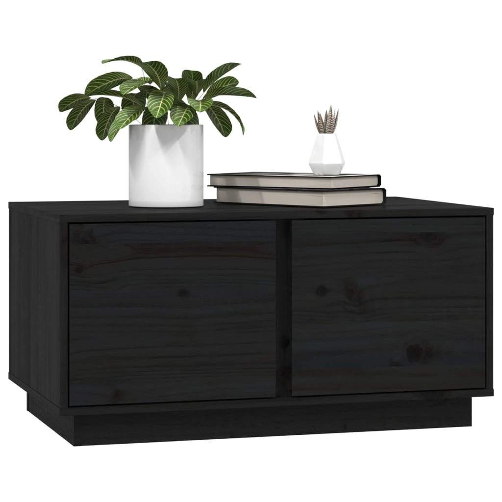 Mesa De Centro Madera Maciza De Pino Negro 80x50x40 Cm_2