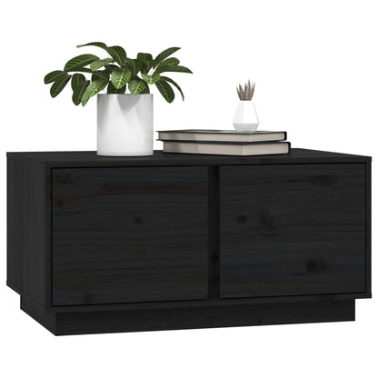 Mesa De Centro Madera Maciza De Pino Negro 80x50x40 Cm_2