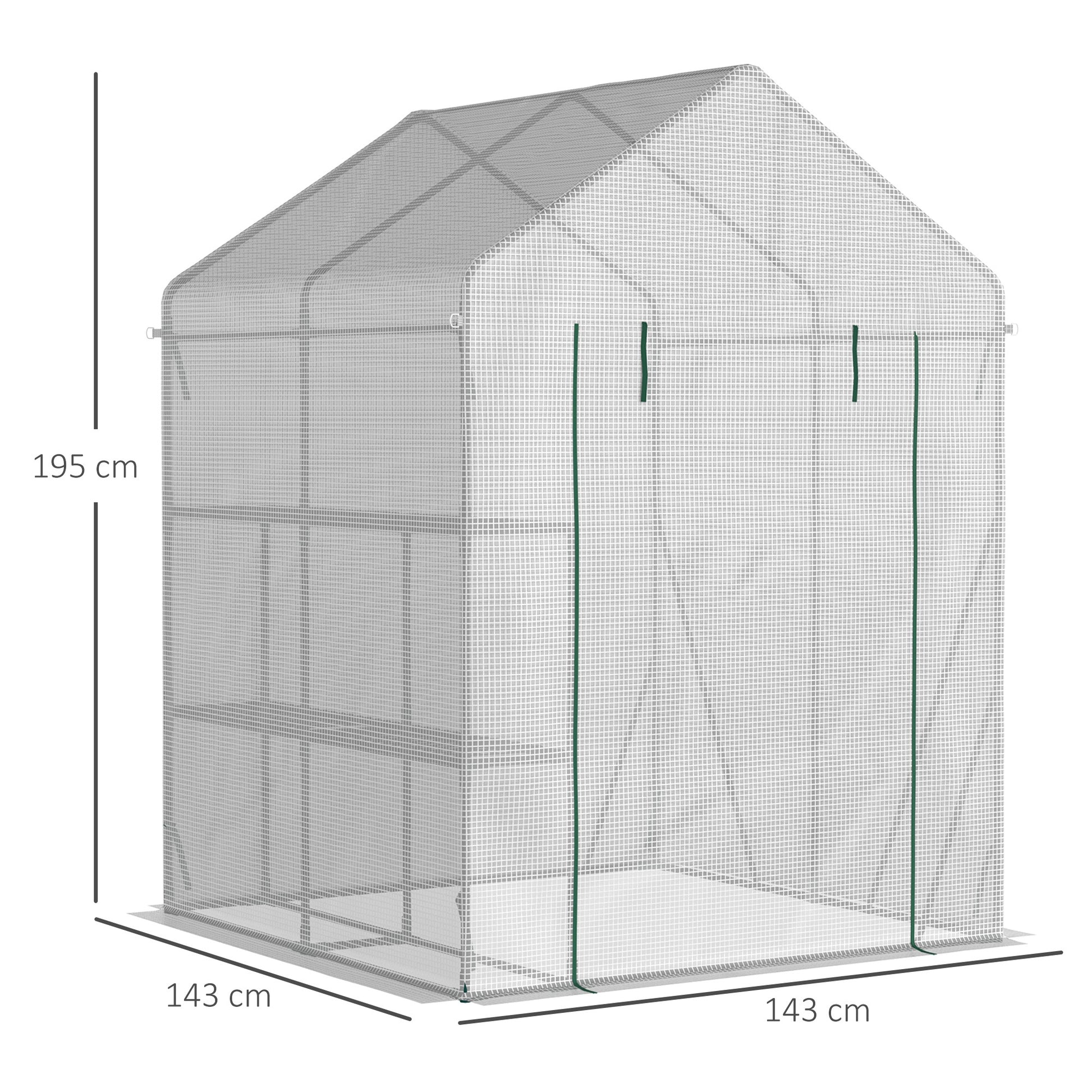 Outsunny Invernadero Jardín 143x143x195 Cm Con 4 Estantes 2 Ventanas Enrollables_2