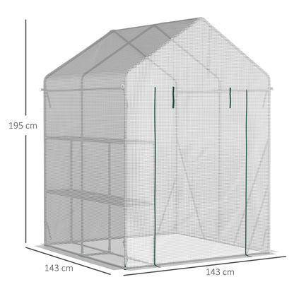 Outsunny Invernadero Jardín 143x143x195 Cm Con 4 Estantes 2 Ventanas Enrollables_2