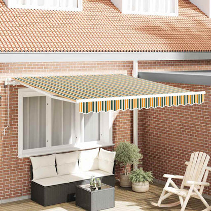Toldo Retráctil Verde Y Amarillo 350 X 250 Cm Tela Y Aluminio_1