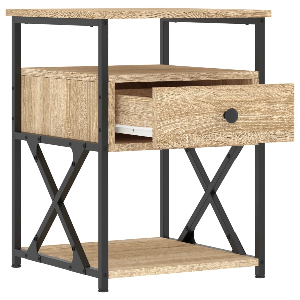 Mesita De Noche Madera De Ingeniería Roble Sonoma 40x42x55 Cm_4