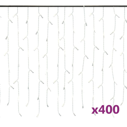 Vidaxl Cortina Luces Carámbano 10m 400 Led Blanco Frío 8 Funciones_0