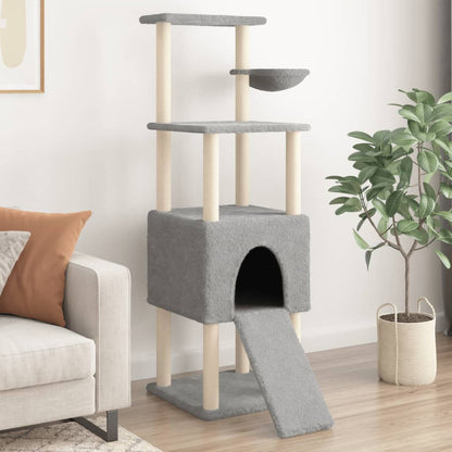Rascador Para Gatos Con Postes De Sisal Gris Claro 153 Cm_1