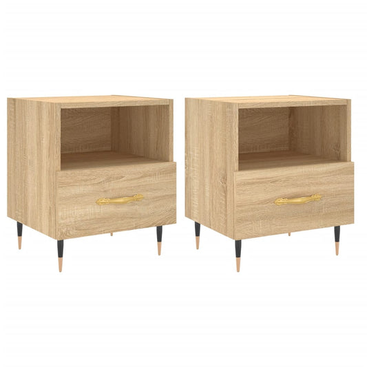Mesita Noche 2 Uds Madera Ingeniería Roble Sonoma 40x35x47,5 Cm_0