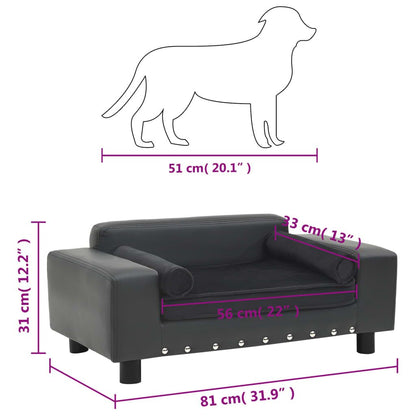 Vidaxl Sofá Para Perros Felpa Y Cuero Sintético Gris Oscuro 81x43x31cm_2