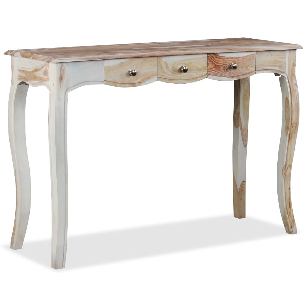Mesa Consola Con 3 Cajones Madera Maciza Sheesham 110x40x76 Cm_2