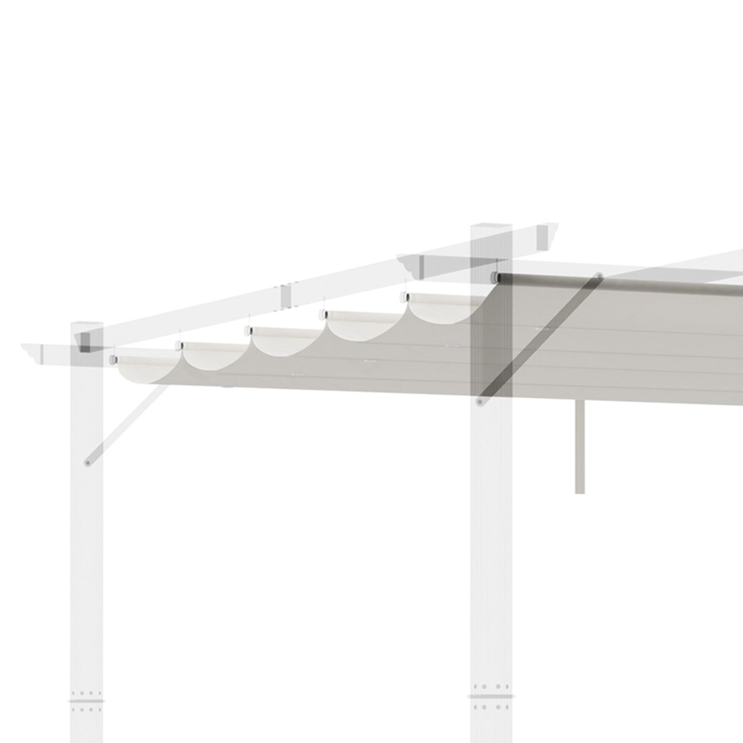Outsunny Cubierta Para Pérgola Retráctil 2,5x2,55m Para Marco De 3x3 M Crema_4
