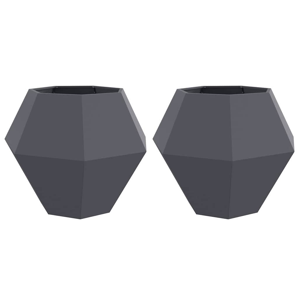 Jardinera 2 Pcs Antracita 100 X 100 X 80 Cm Acero_0