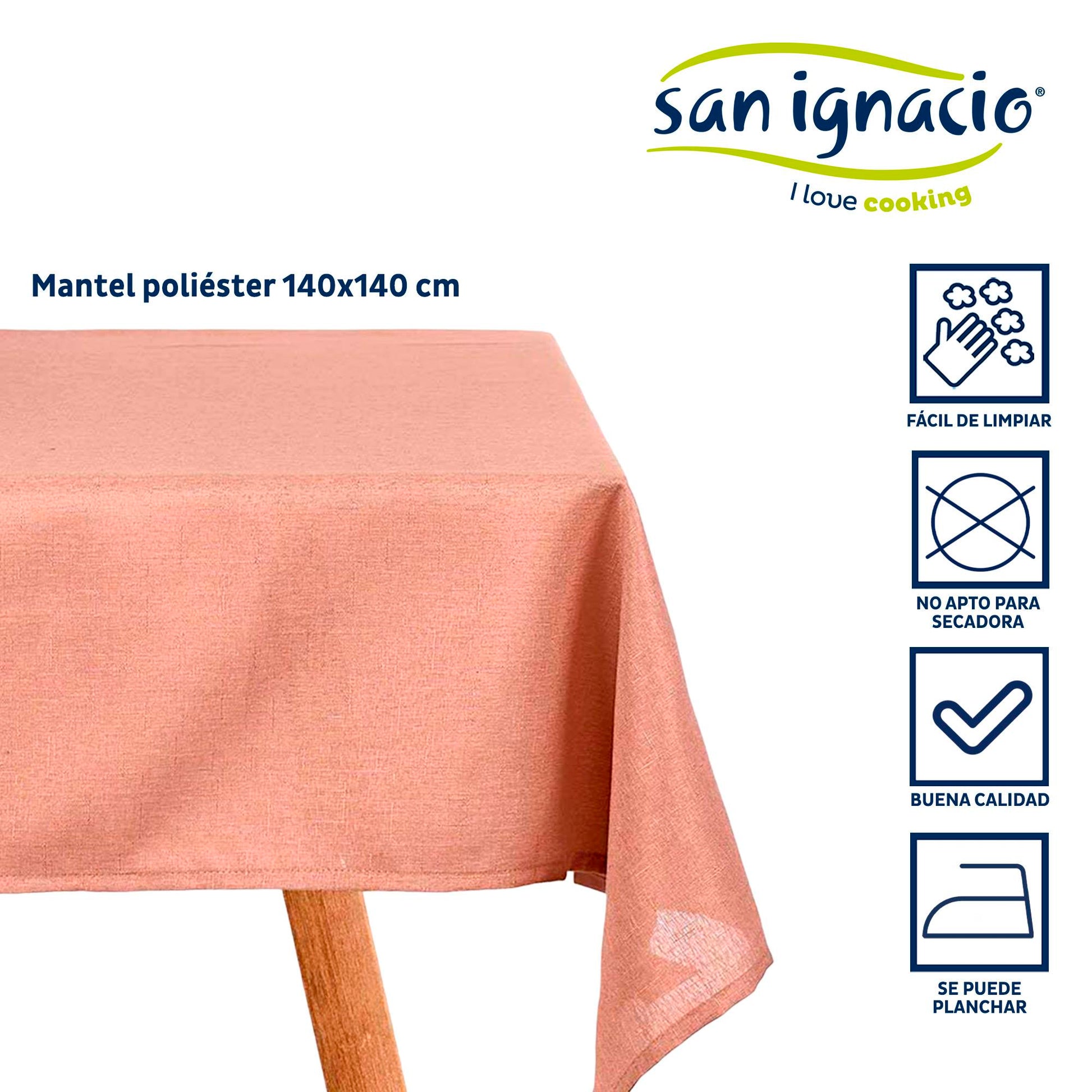 Mantel Poliester 140x140cm Rosa Palo Colección Kinvara