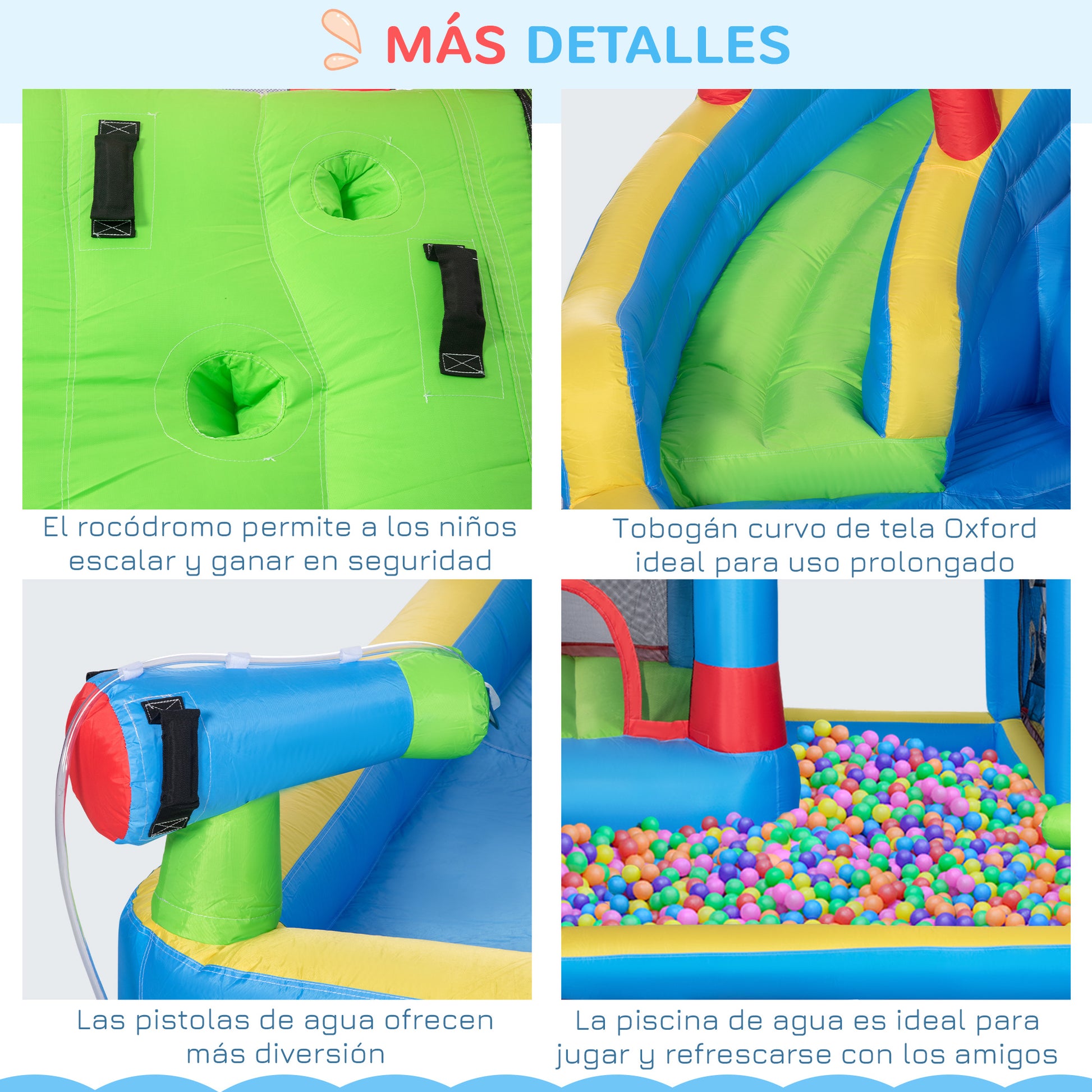Outsunny Castillo Hinchable Para Niños Con Piscina 390x300x197 Cm Multicolor_5