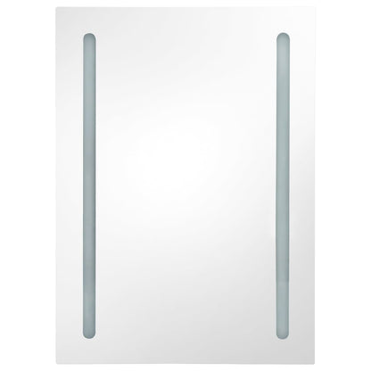 Armario De Baño Con Espejo Y Luz Led Gris 50x13x70 Cm_3