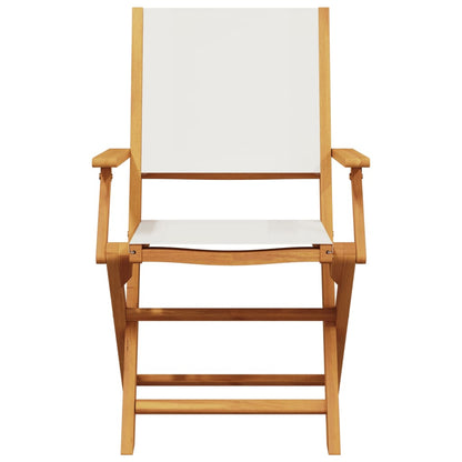 Set De Comedor De Jardín 5 Pzas Tela Madera Maciza Blanco Crema / Vetonek_3