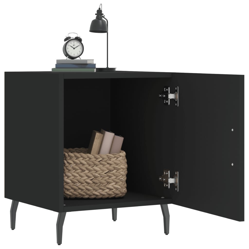 Mesita De Noche Madera De Ingeniería Negro 40x40x50 Cm_1