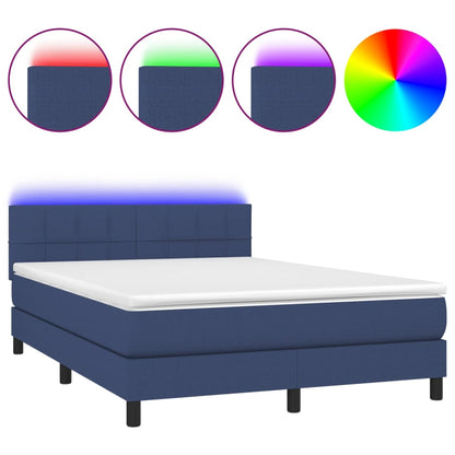 Cama Vica Home Colchón Y Luces Led Tela Azul 140x200 Cm / Vetonek_4