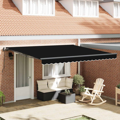 Toldo Retráctil Negro 400 X 300 Cm Poliéster Y Aluminio_1