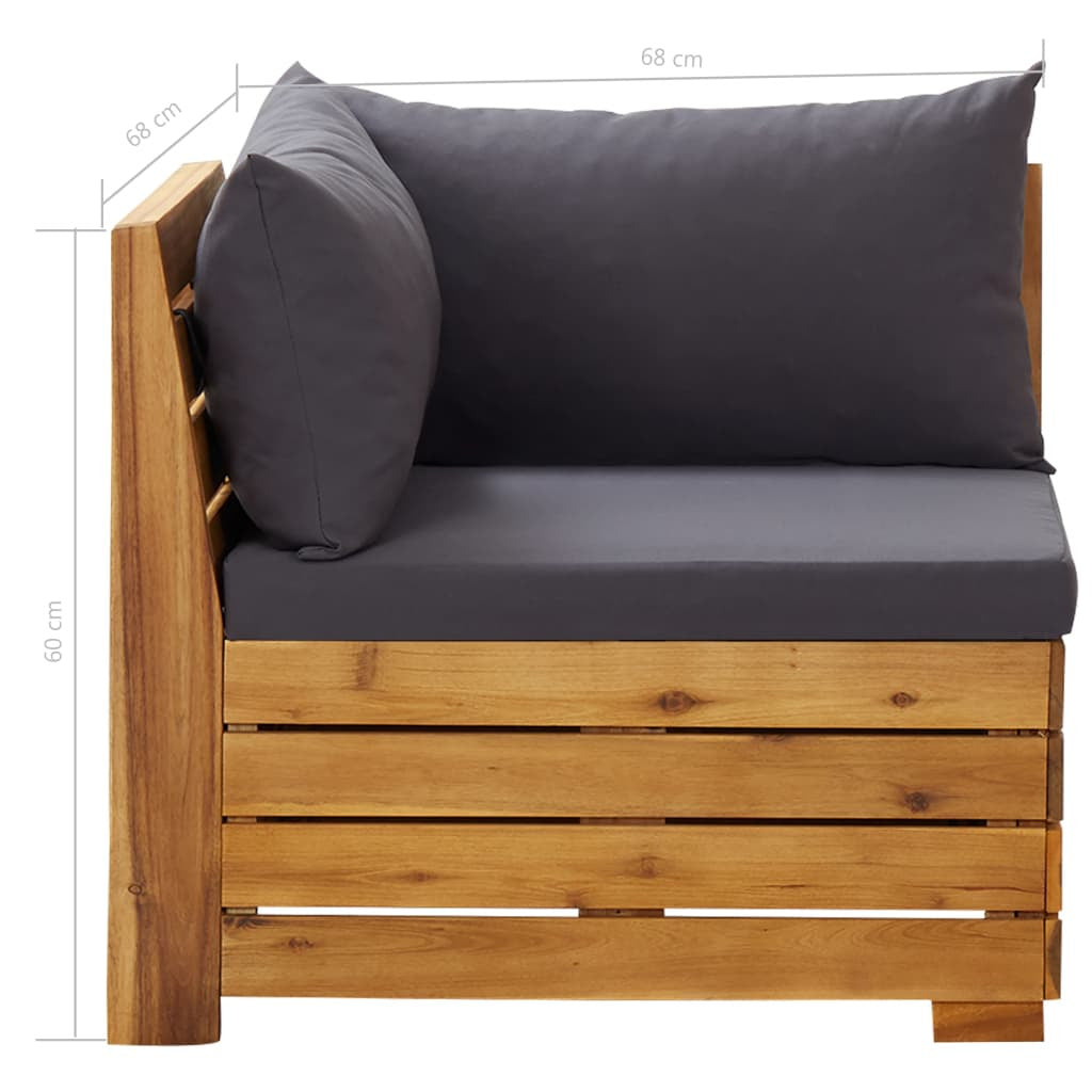 Vidaxl Muebles De Jardín 5 Pzas Y Cojines Madera De Acacia Gris Oscuro_2