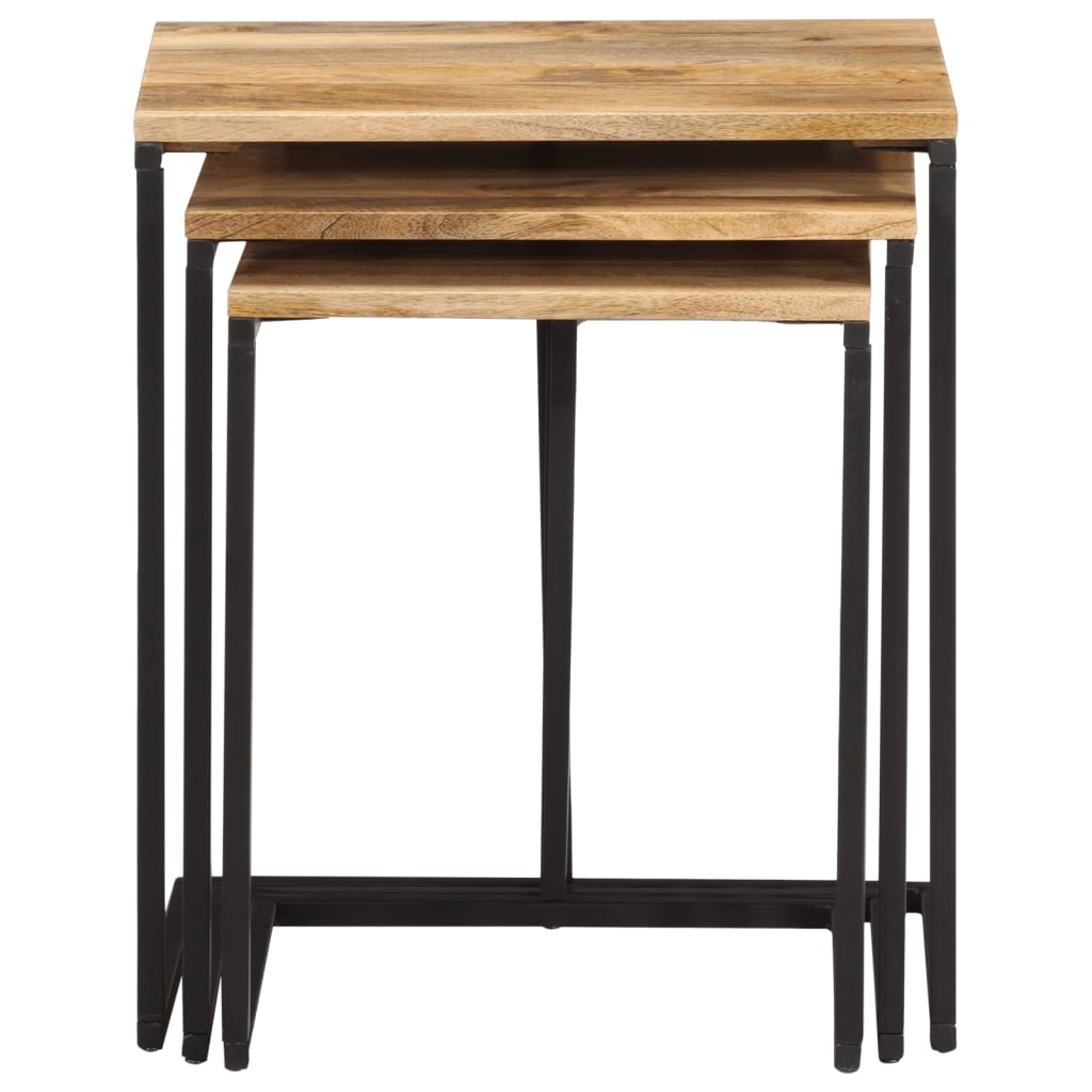 Mesas Apilables 3 Piezas Madera Maciza De Acacia_2